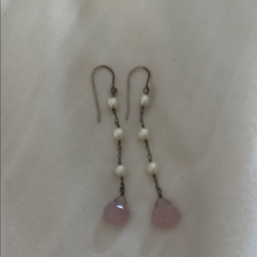 Elegant Pearl and Pink Drop Earrings